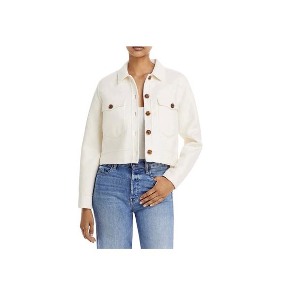 Rails Easton Cream Wool Blend Cropped Shirt Jacket M - Picture 2 of 7